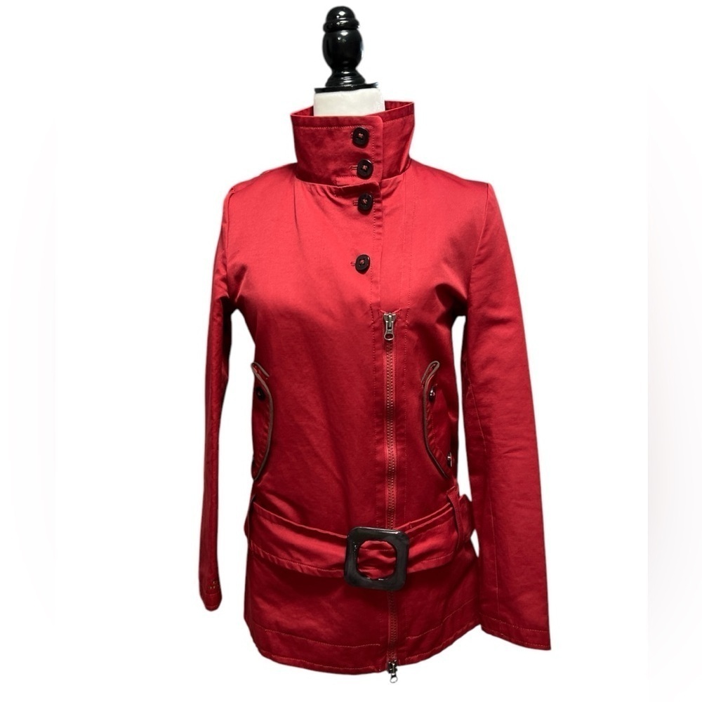 SOIA & KYO Dark Red Fall / Spring Belted Coat